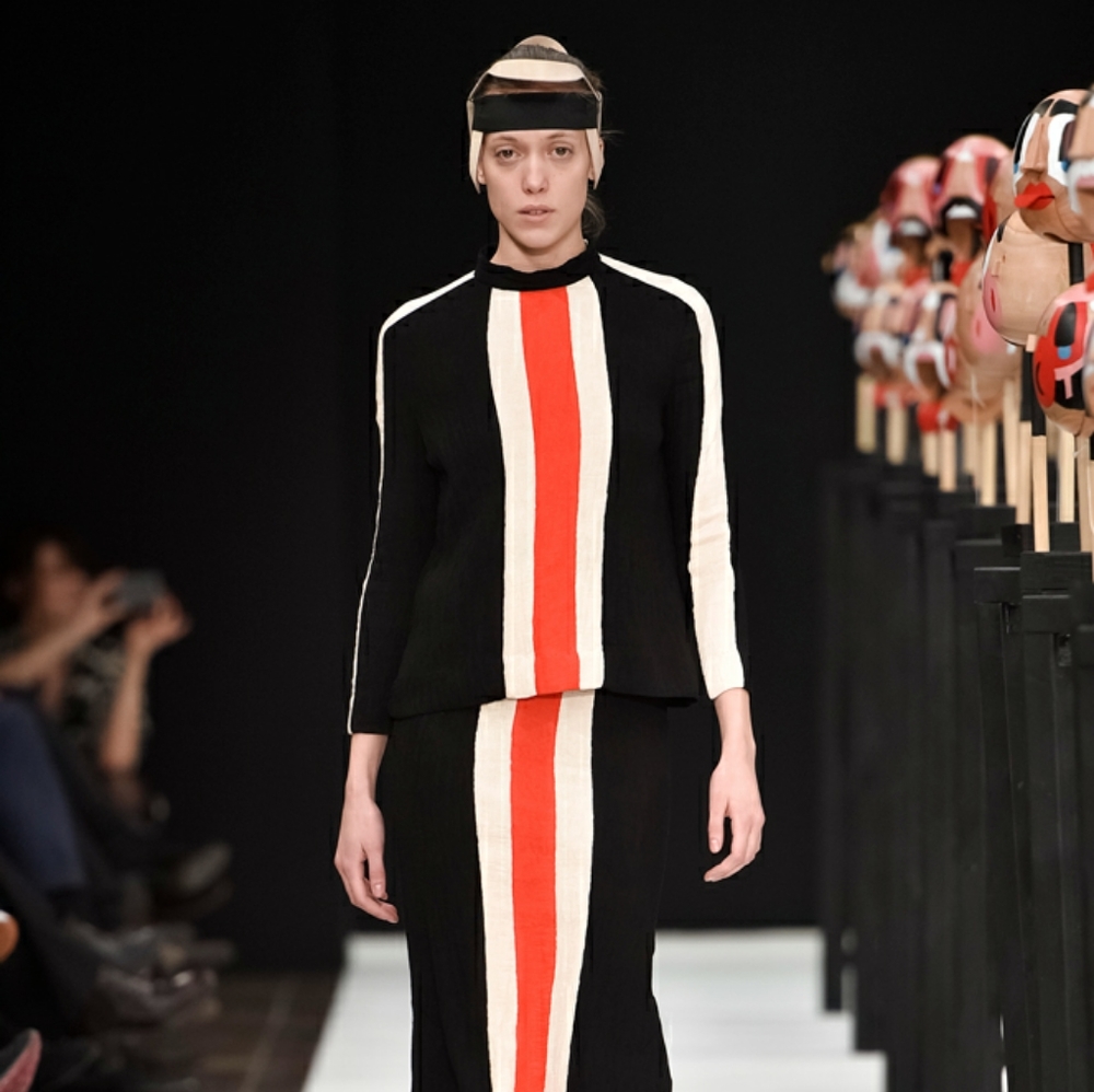 Henrik Vibskov Basset micro pleat colorblock top